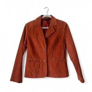 Relativity Orange Suede Genuine Leather Jacket Blazer size Small